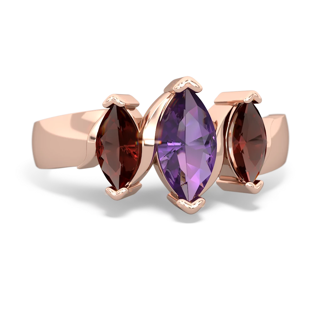 Amethyst Three Peeks 14K Rose Gold ring R2433