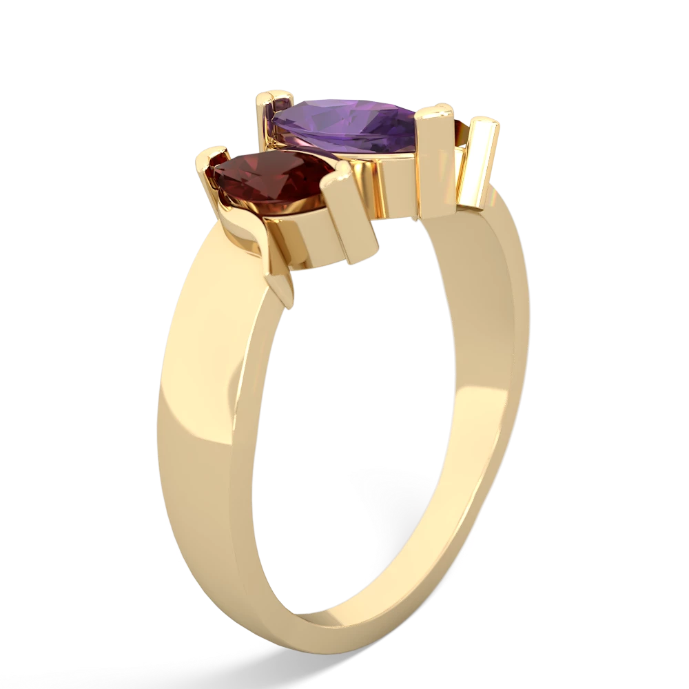 Amethyst Three Peeks 14K Yellow Gold ring R2433