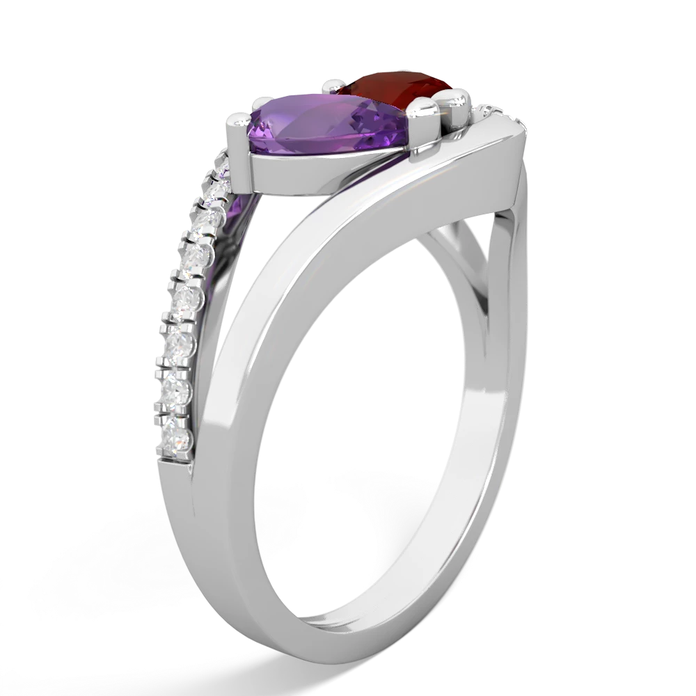 Amethyst Nestled Heart Keepsake 14K White Gold ring R5650