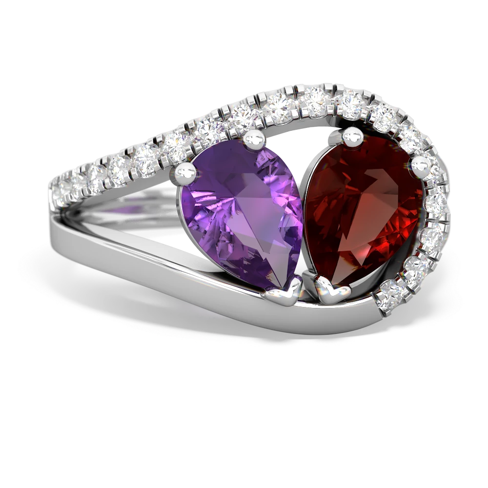 Amethyst Nestled Heart Keepsake 14K White Gold ring R5650