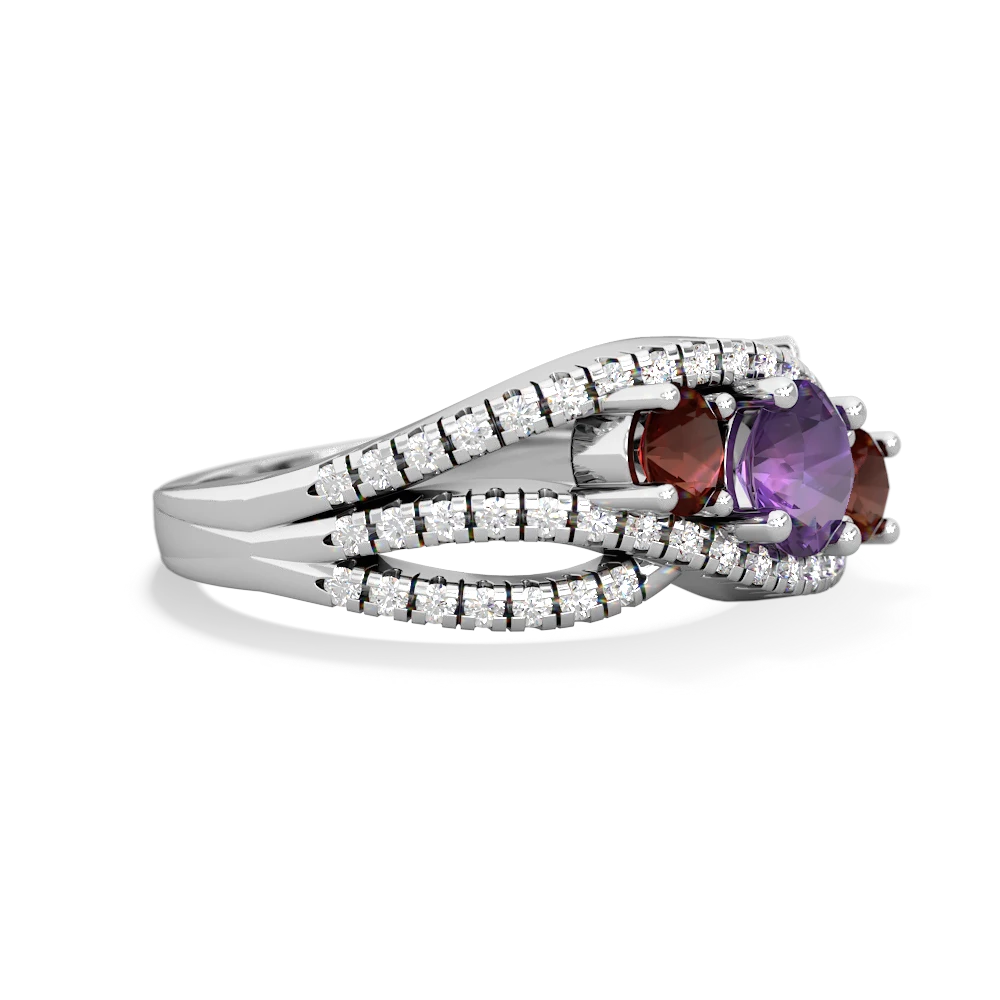 Amethyst Three Stone Aurora 14K White Gold ring R3080