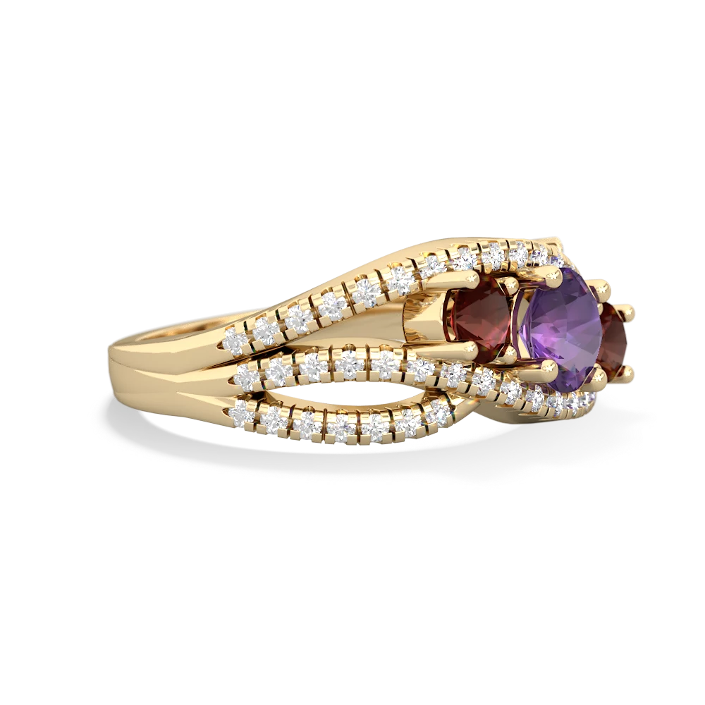 Amethyst Three Stone Aurora 14K Yellow Gold ring R3080