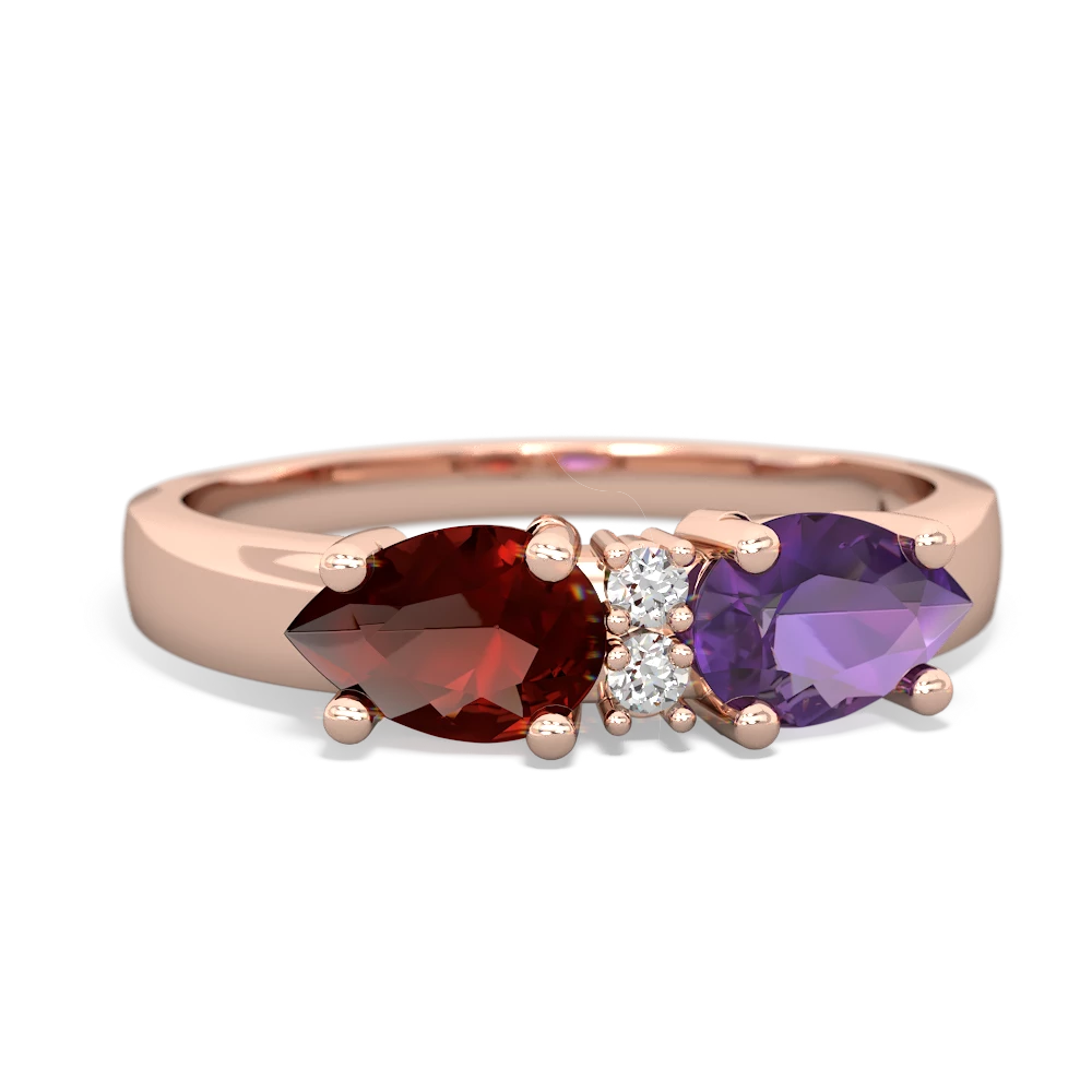 Amethyst Pear Bowtie 14K Rose Gold ring R0865