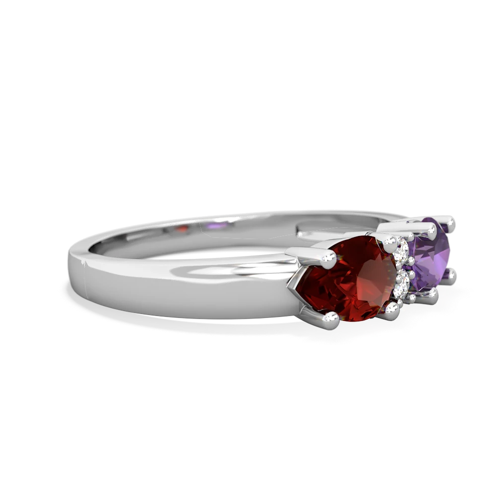 Amethyst Pear Bowtie 14K White Gold ring R0865