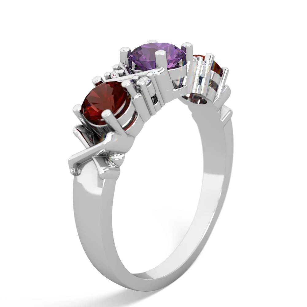 Amethyst Hugs And Kisses 14K White Gold ring R5016