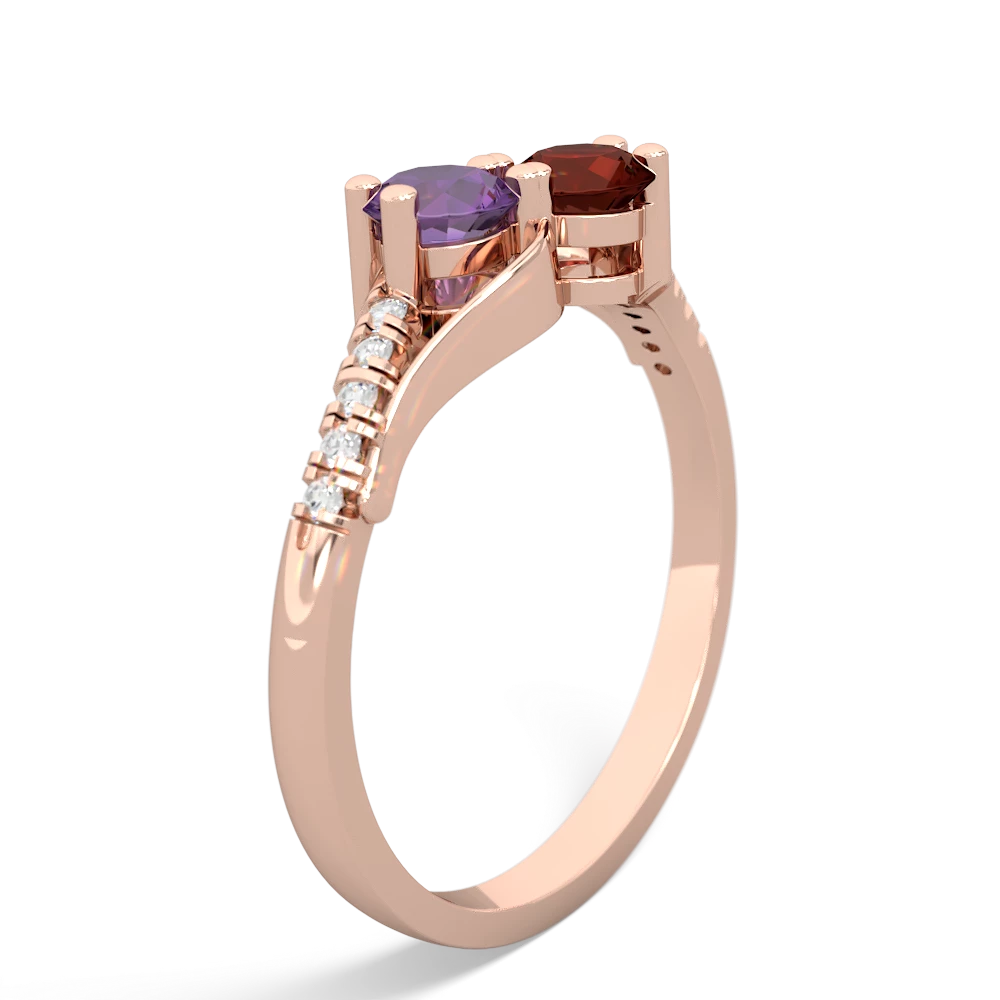 Amethyst Infinity Pave Two Stone 14K Rose Gold ring R5285