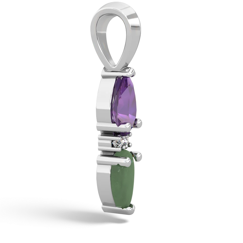 Amethyst Bowtie Drop 14K White Gold pendant P0865