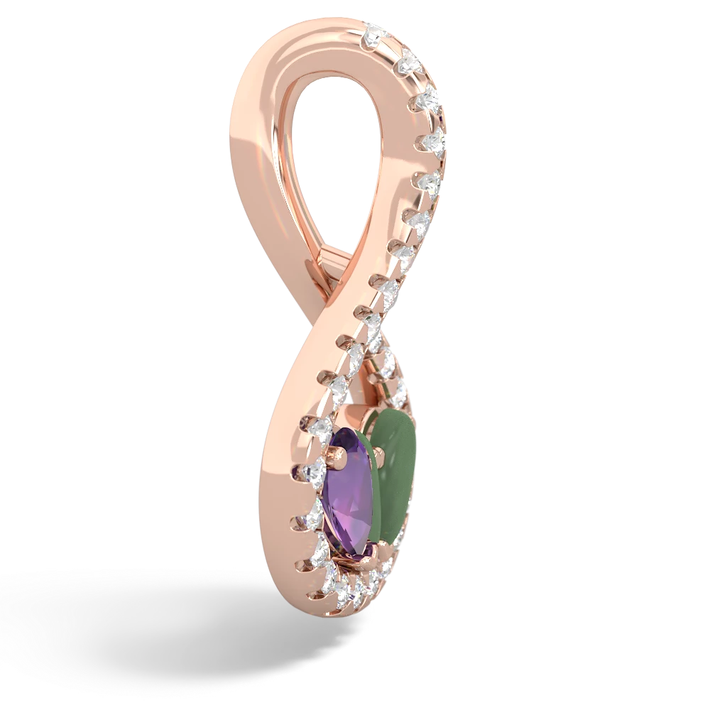 Amethyst Pave Twist 'One Heart' 14K Rose Gold pendant P5360