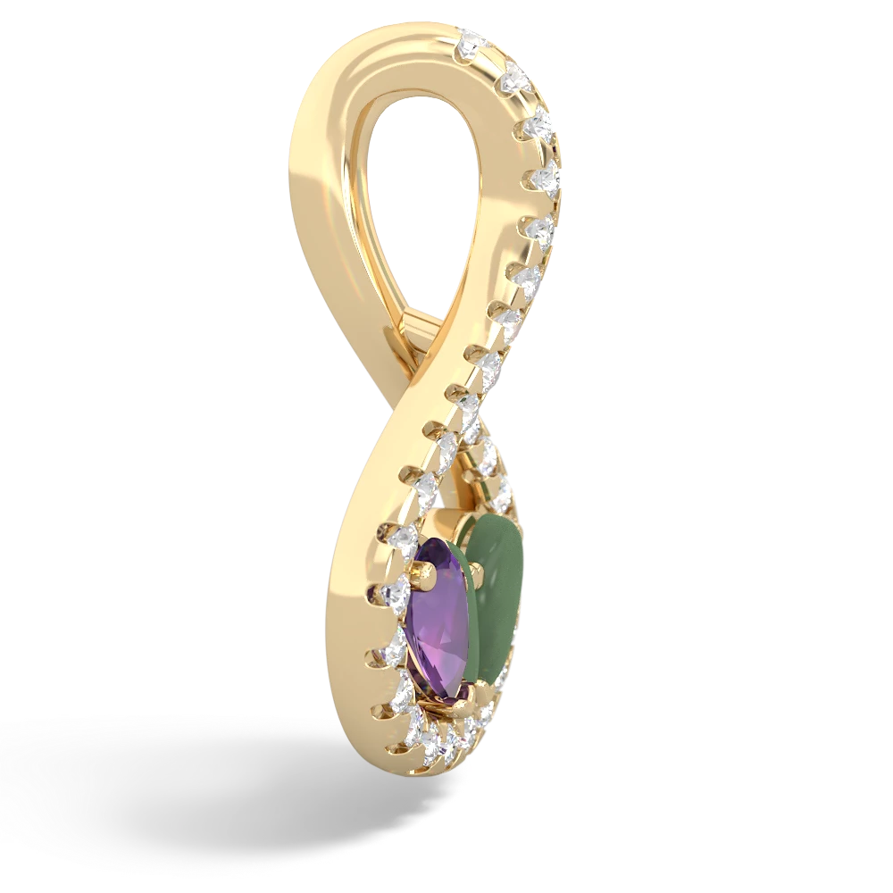 Amethyst Pave Twist 'One Heart' 14K Yellow Gold pendant P5360