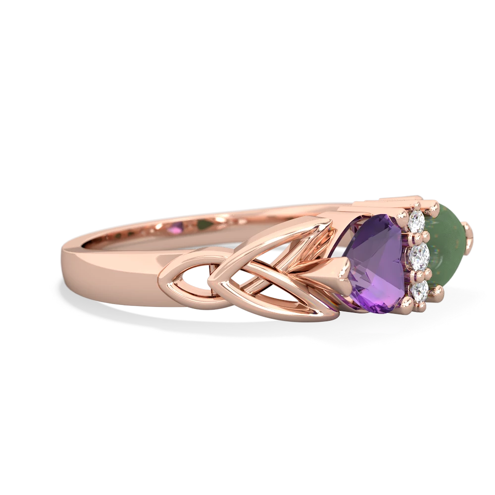 Amethyst Celtic Knot Double Heart 14K Rose Gold ring R5040