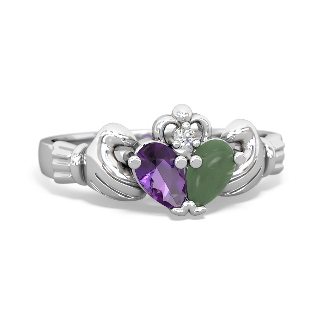 Amethyst 'Our Heart' Claddagh 14K White Gold ring R2388