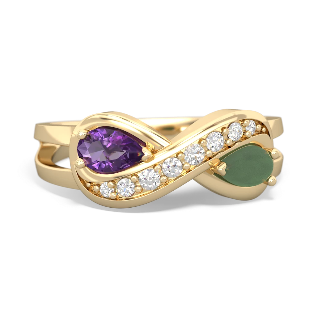 Amethyst Diamond Infinity 14K Yellow Gold ring R5390