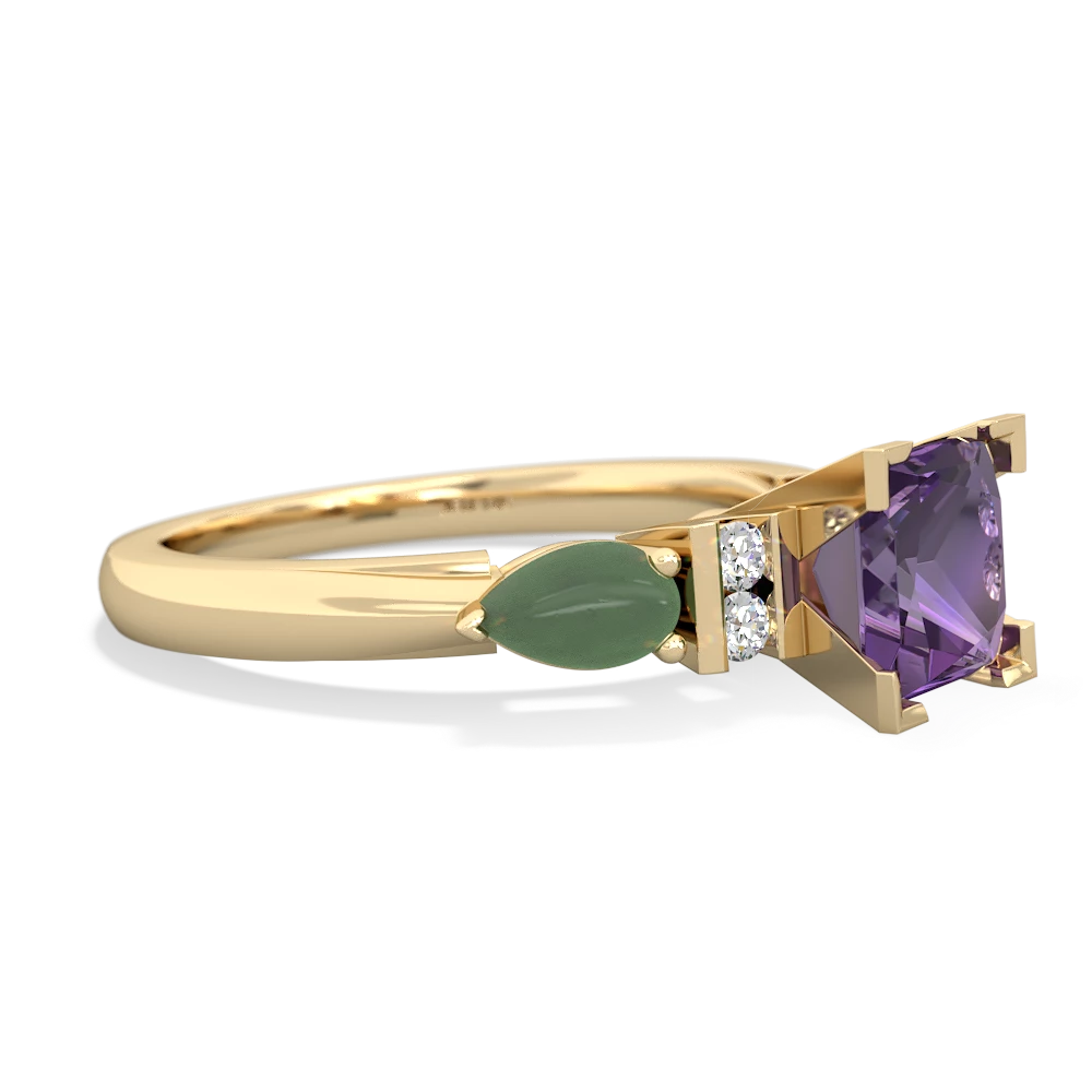 Amethyst 6Mm Princess Eternal Embrace Engagement 14K Yellow Gold ring C2002