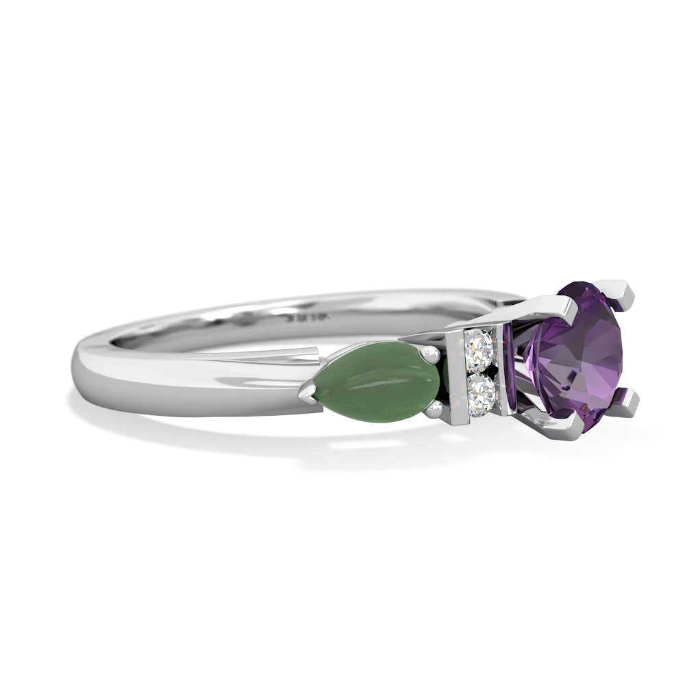 Amethyst 6Mm Round Eternal Embrace Engagement 14K White Gold ring R2005