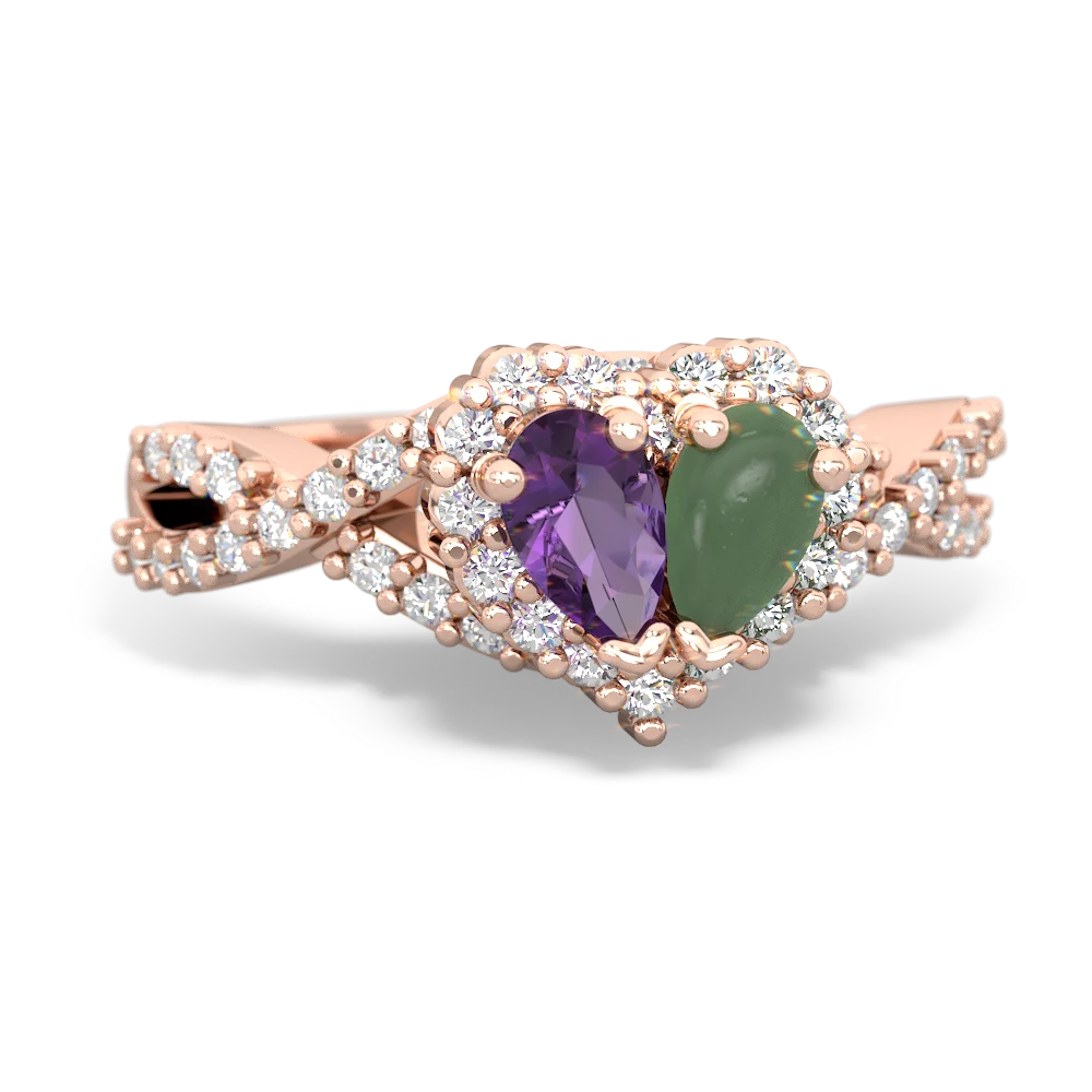 Amethyst Diamond Twist 'One Heart' 14K Rose Gold ring R2640HRT