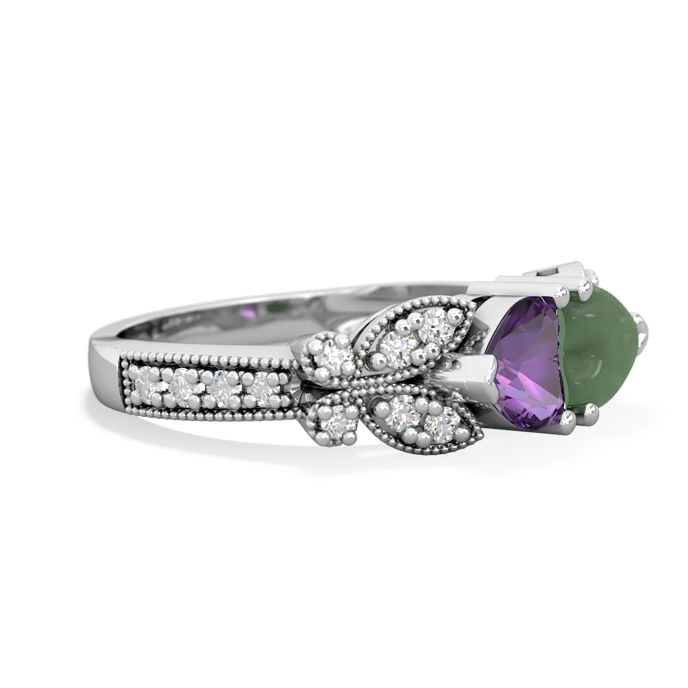 Amethyst Diamond Butterflies 14K White Gold ring R5601