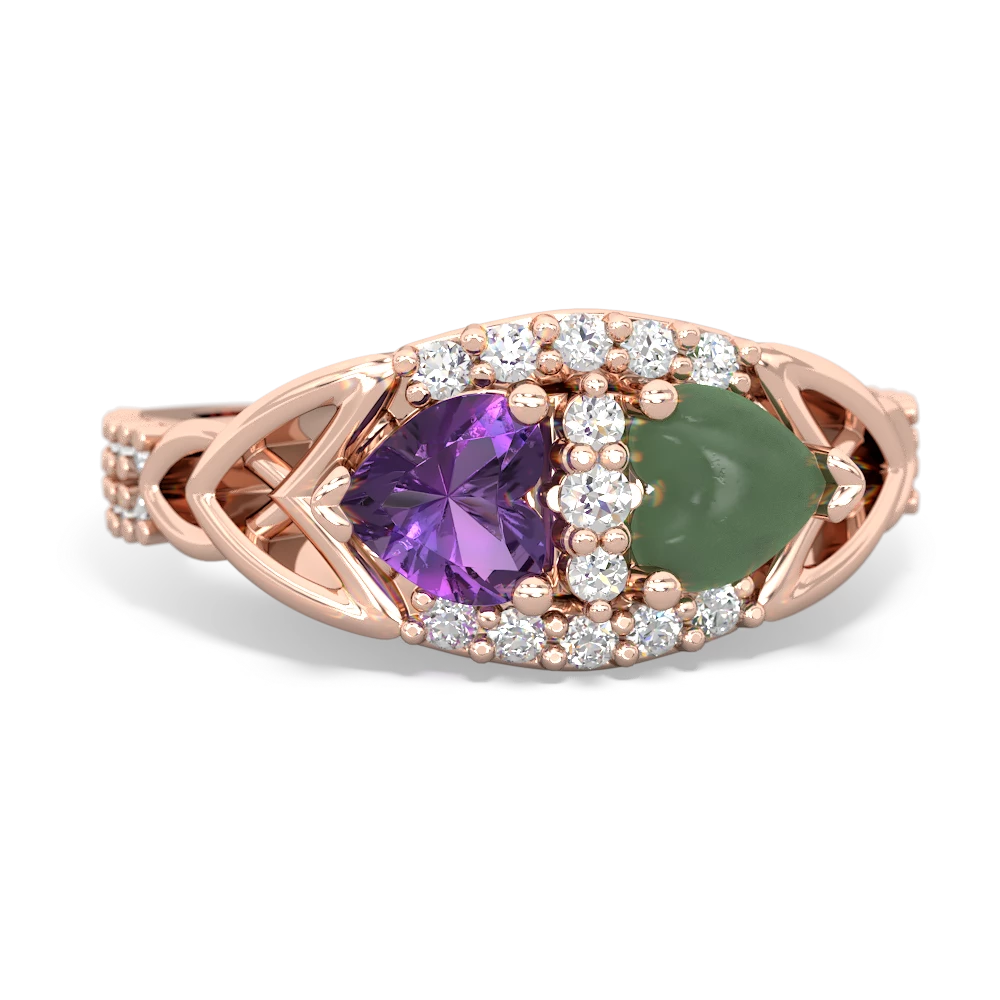 Amethyst Sparkling Celtic Knot 14K Rose Gold ring R2645