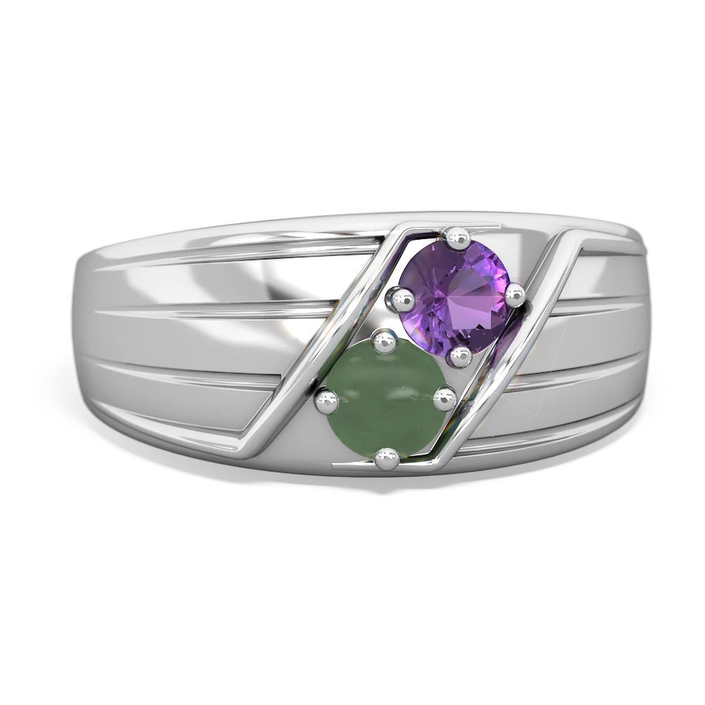 Amethyst Men's Streamline 14K White Gold ring R0460