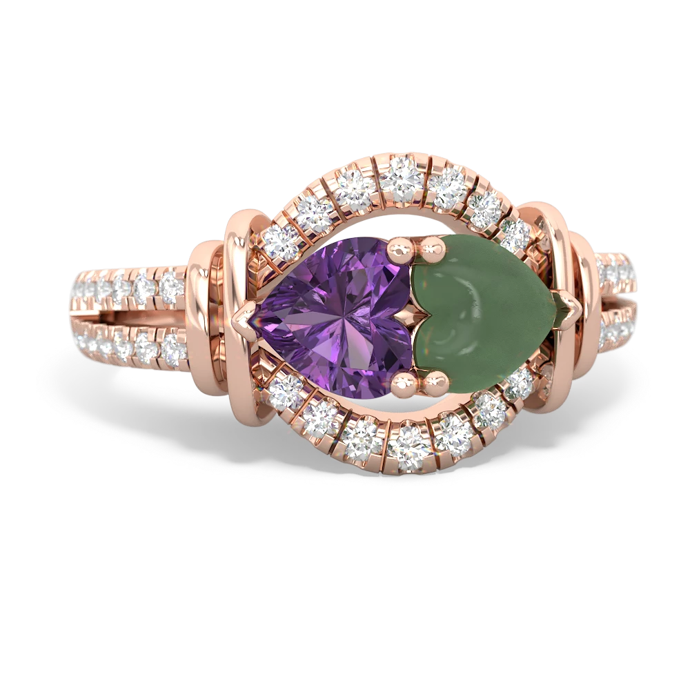 Amethyst Art-Deco Keepsake 14K Rose Gold ring R5630