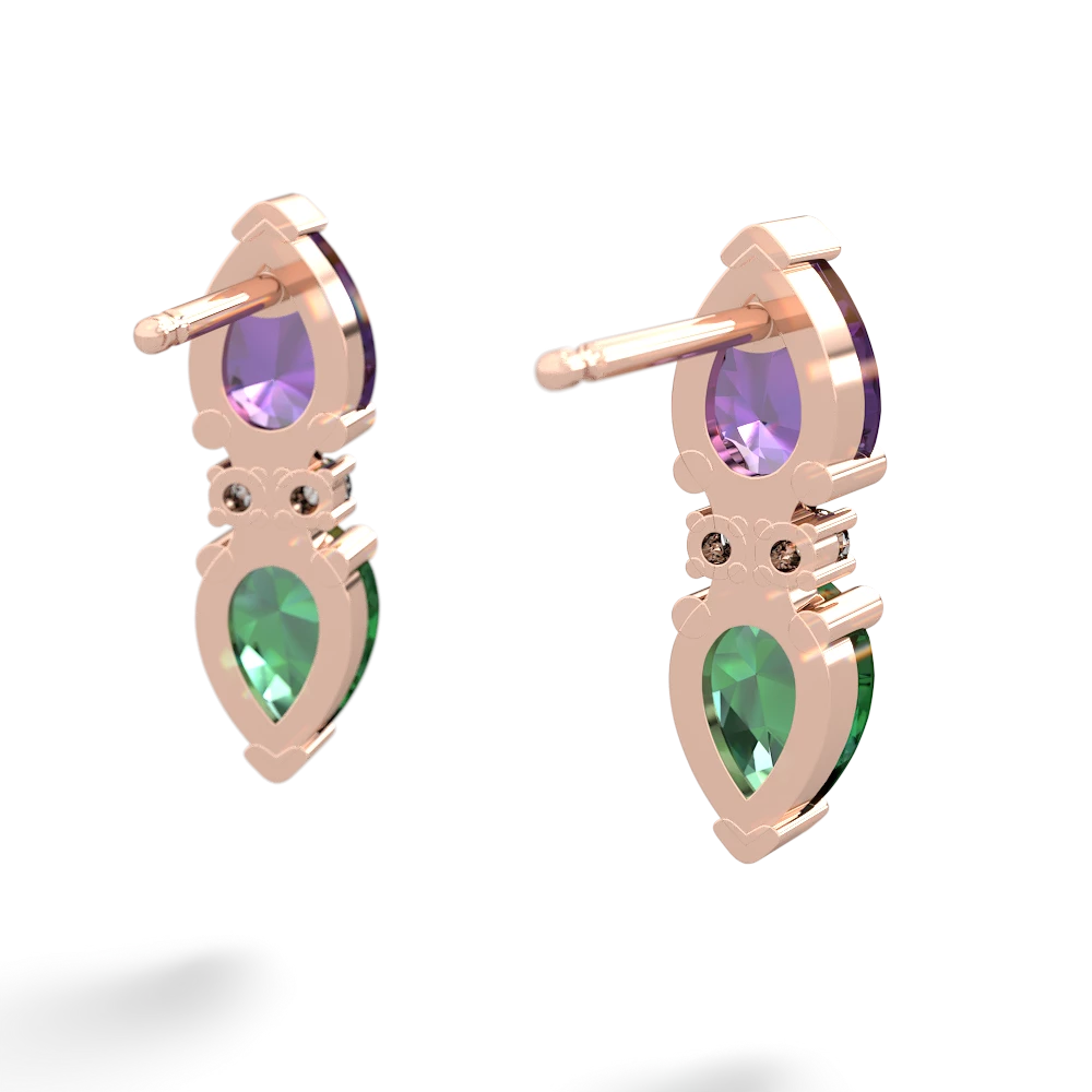 Amethyst Bowtie Drop 14K Rose Gold earrings E0865