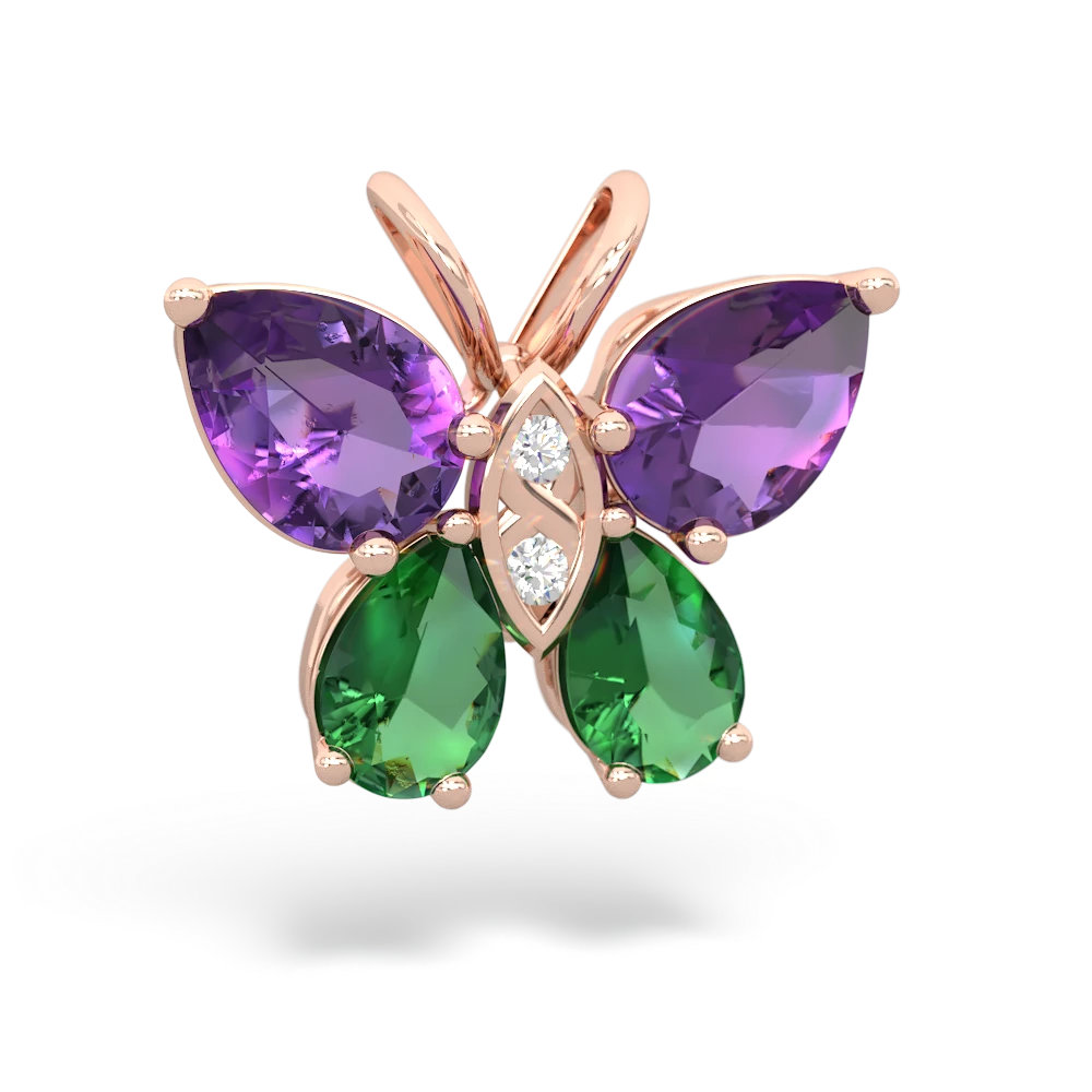 Amethyst Butterfly 14K Rose Gold pendant P2215