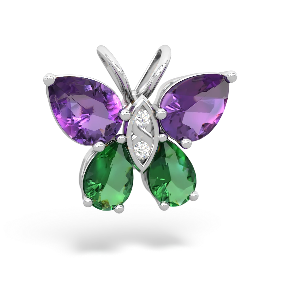 Amethyst Butterfly 14K White Gold pendant P2215