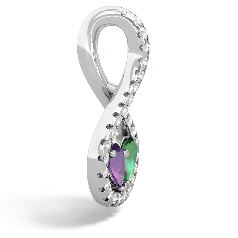 Amethyst Pave Twist 'One Heart' 14K White Gold pendant P5360