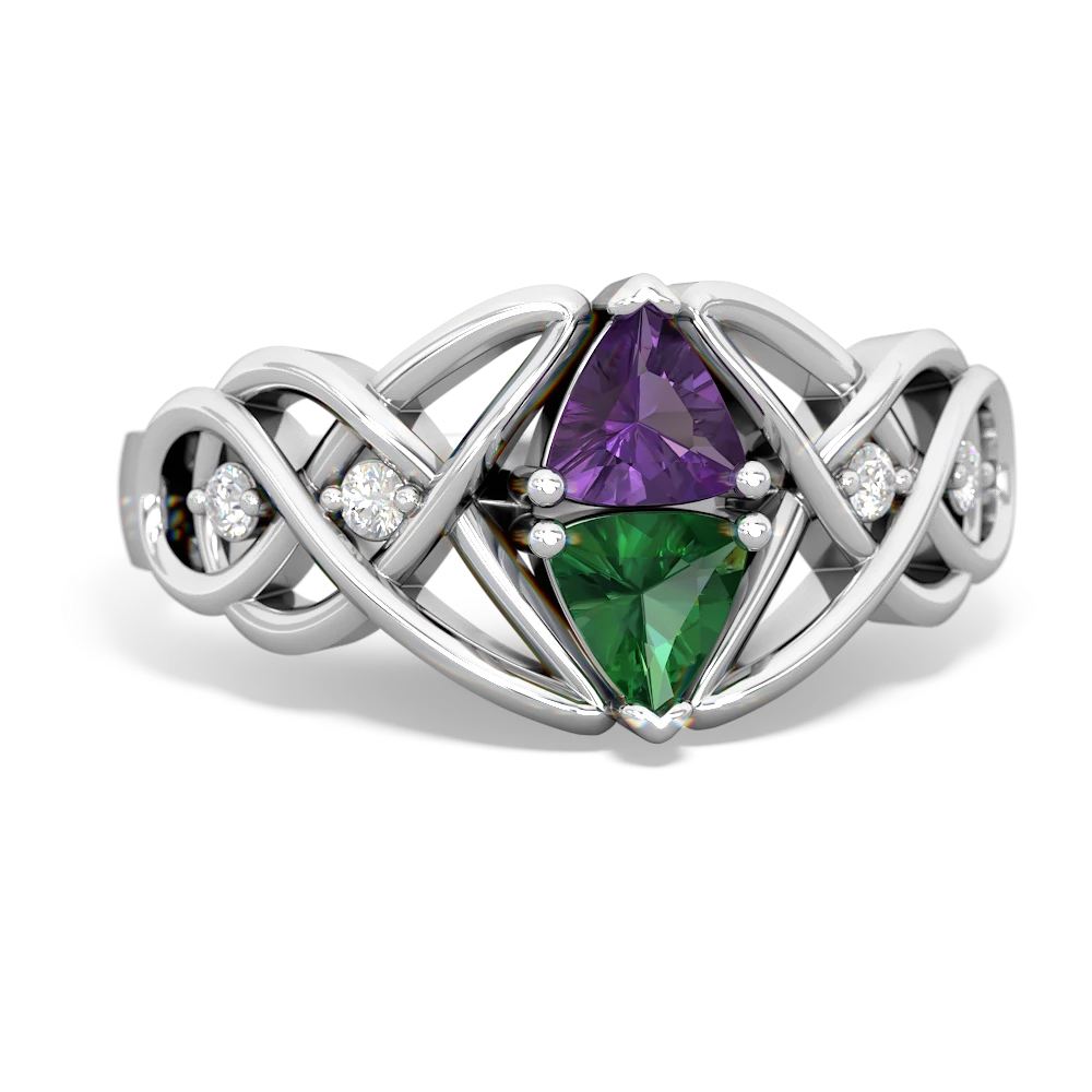 Amethyst Keepsake Celtic Knot 14K White Gold ring R5300