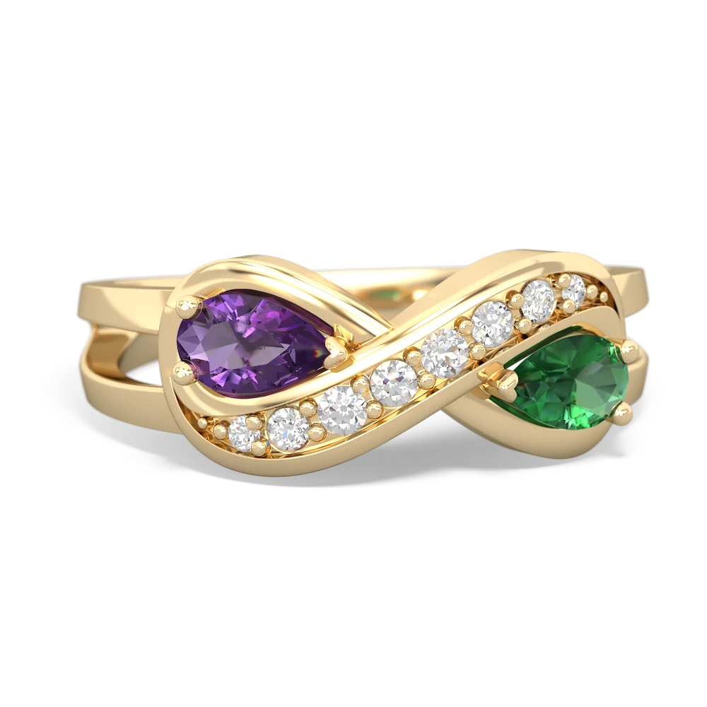 Amethyst Diamond Infinity 14K Yellow Gold ring R5390