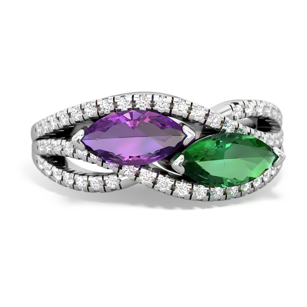 Amethyst Diamond Rivers 14K White Gold ring R3070