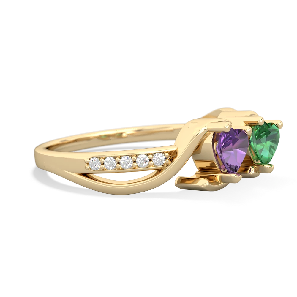 Amethyst Side By Side 14K Yellow Gold ring R3090