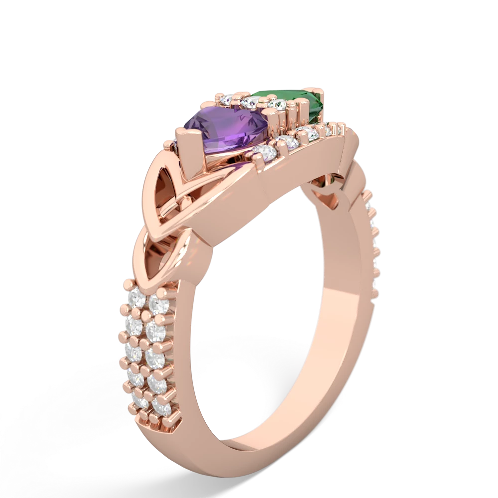 Amethyst Sparkling Celtic Knot 14K Rose Gold ring R2645