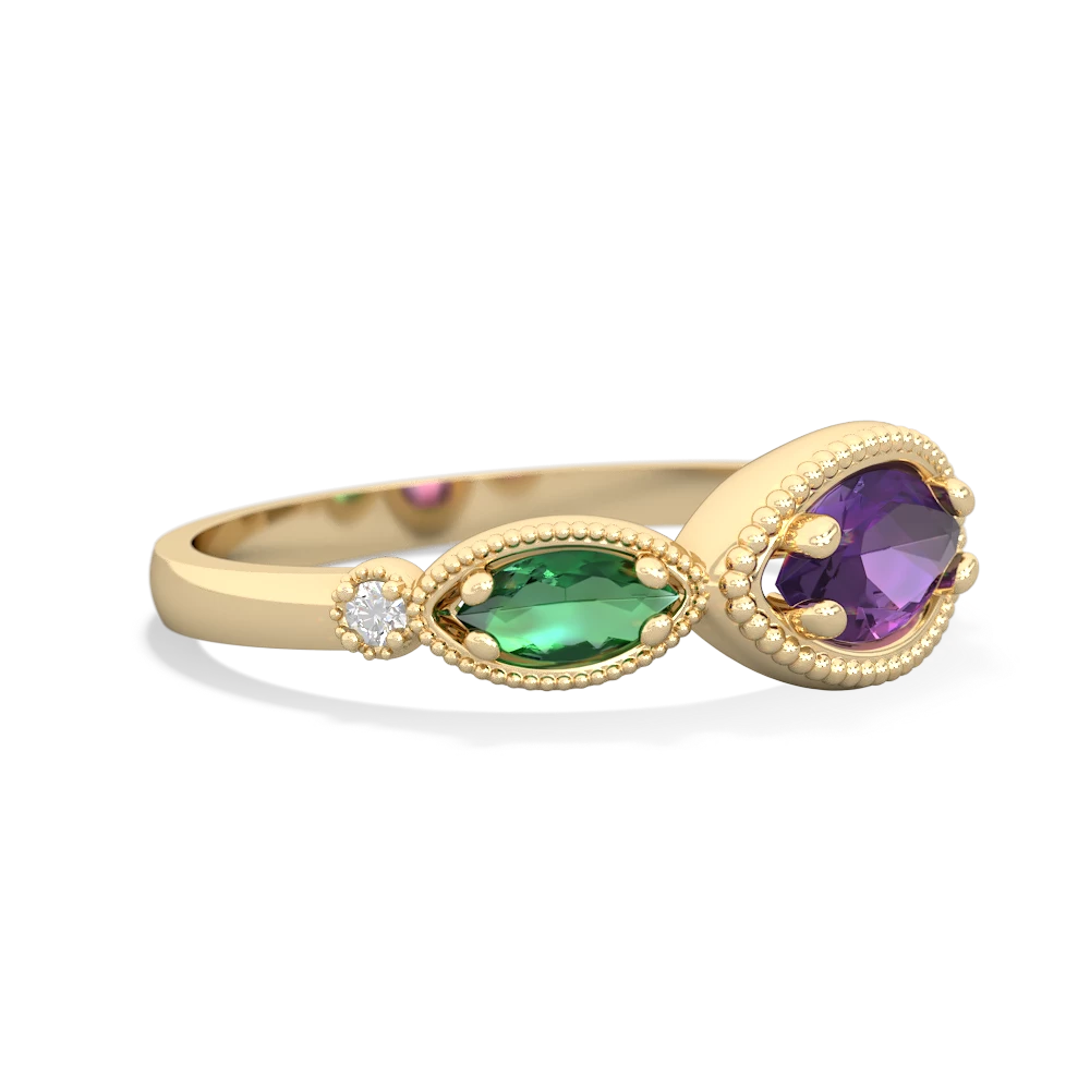 Amethyst Milgrain Marquise 14K Yellow Gold ring R5700