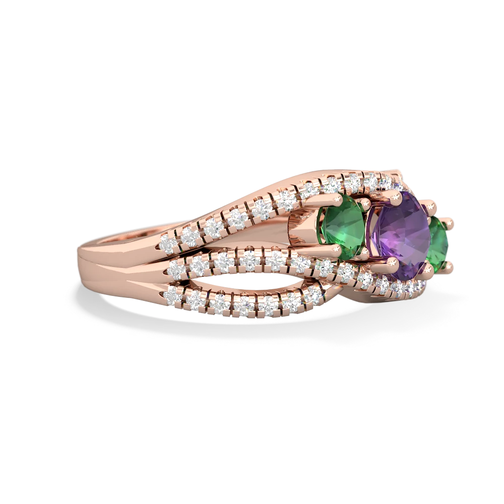 Amethyst Three Stone Aurora 14K Rose Gold ring R3080