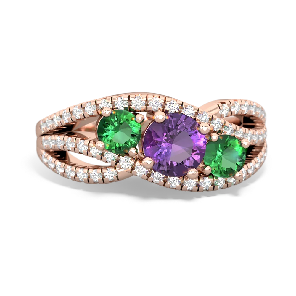 Amethyst Three Stone Aurora 14K Rose Gold ring R3080