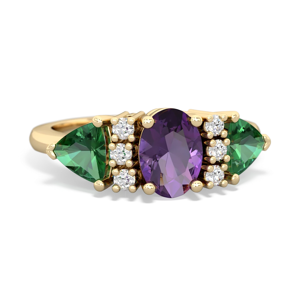 Amethyst Antique Style Three Stone 14K Yellow Gold ring R2186