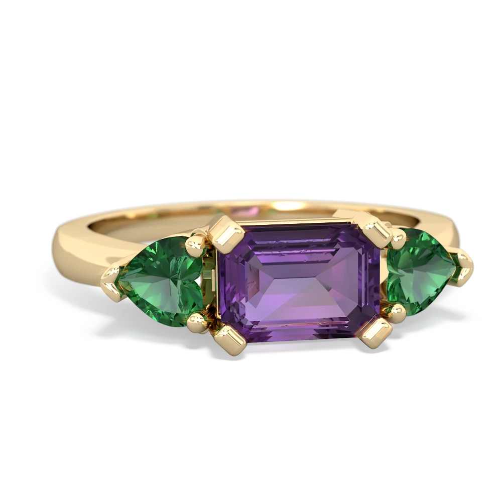 Amethyst Three Stone 14K Yellow Gold ring R5235