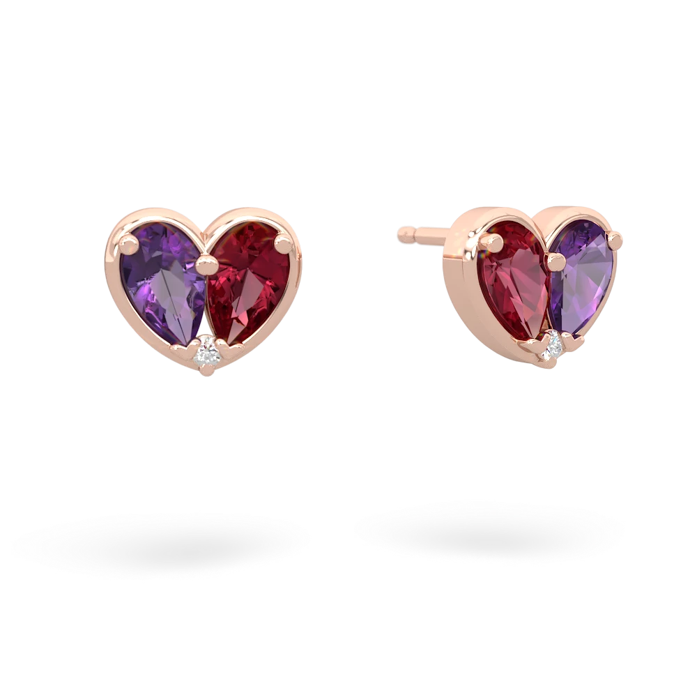 Amethyst 'Our Heart' 14K Rose Gold earrings E5072