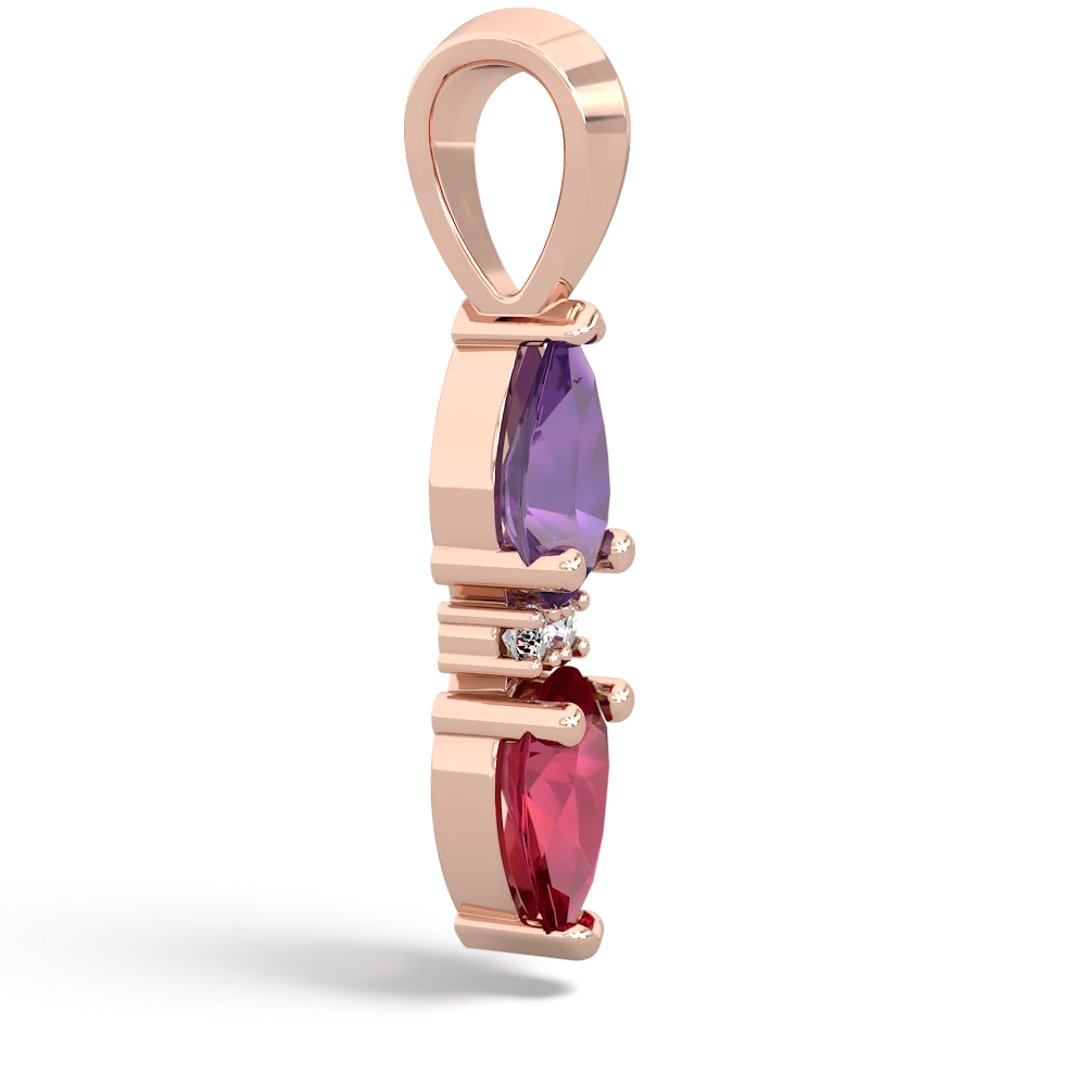 Amethyst Bowtie Drop 14K Rose Gold pendant P0865