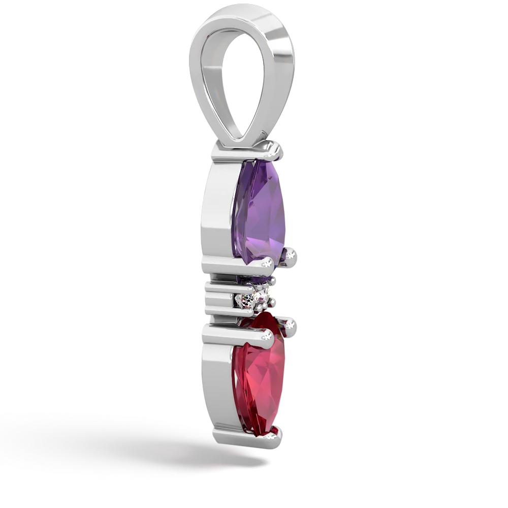 Amethyst Bowtie Drop 14K White Gold pendant P0865