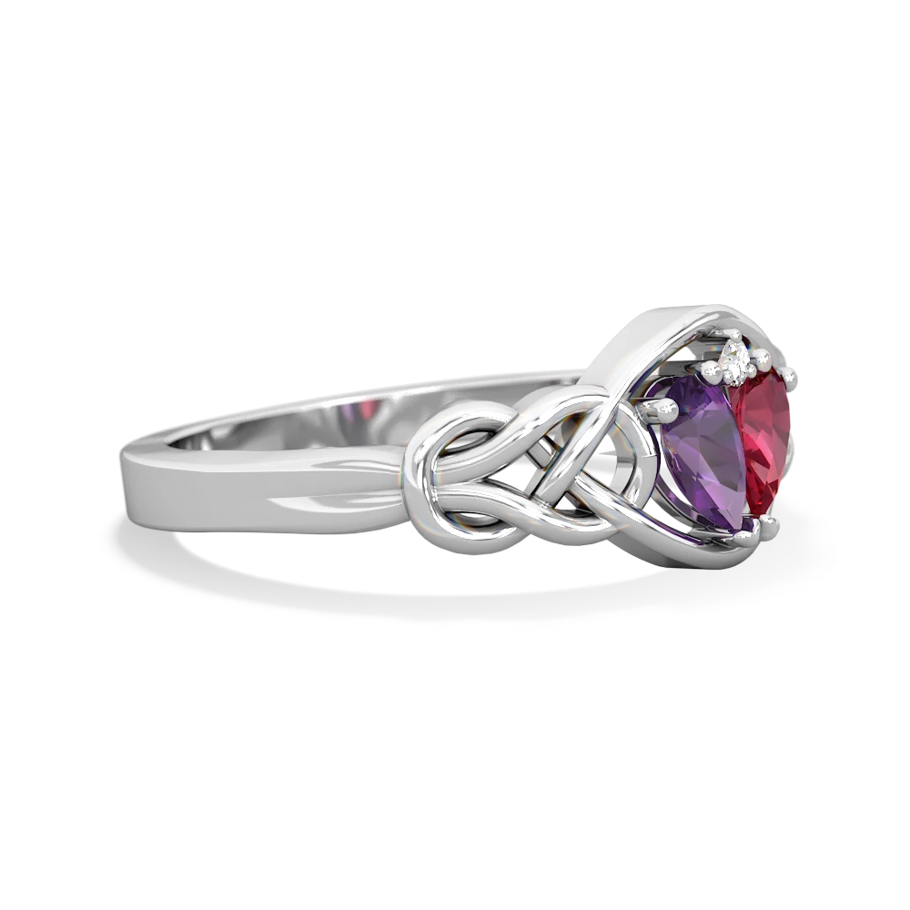 Amethyst Celtic Love Knot 14K White Gold ring R5420