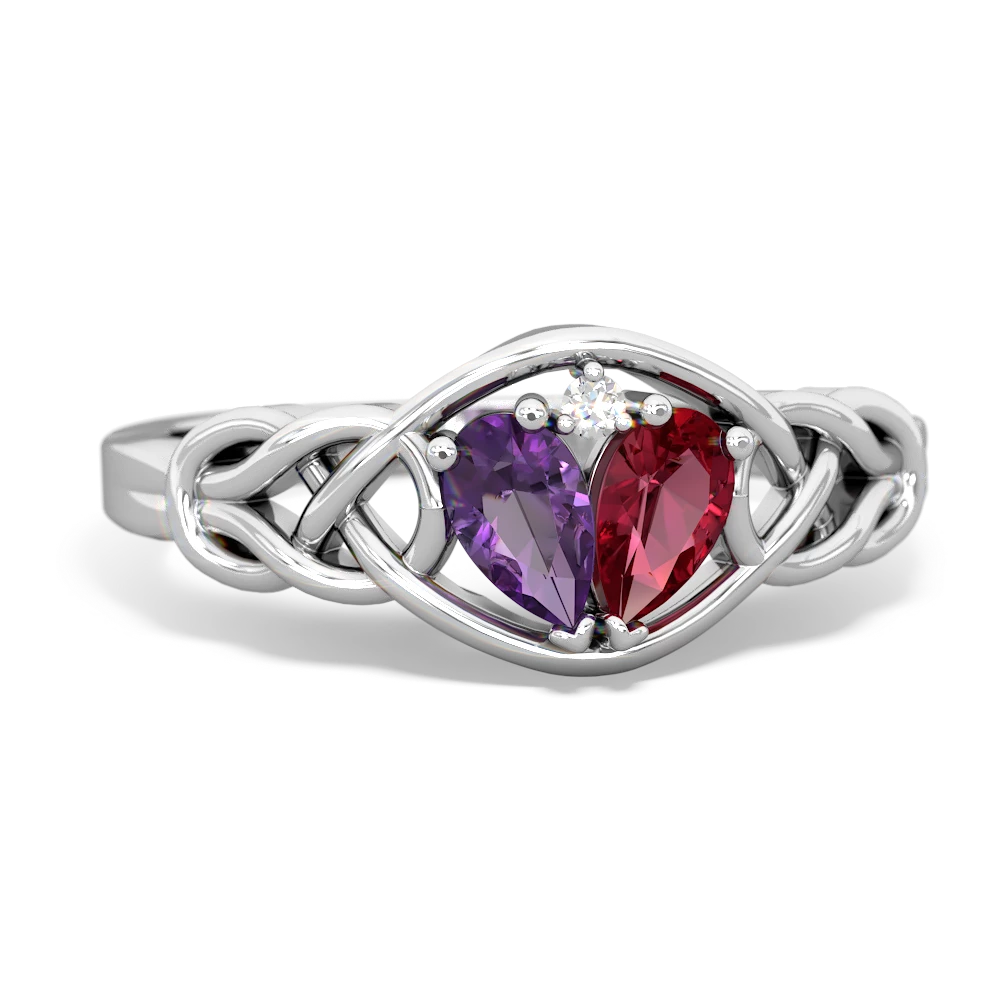 Amethyst Celtic Love Knot 14K White Gold ring R5420