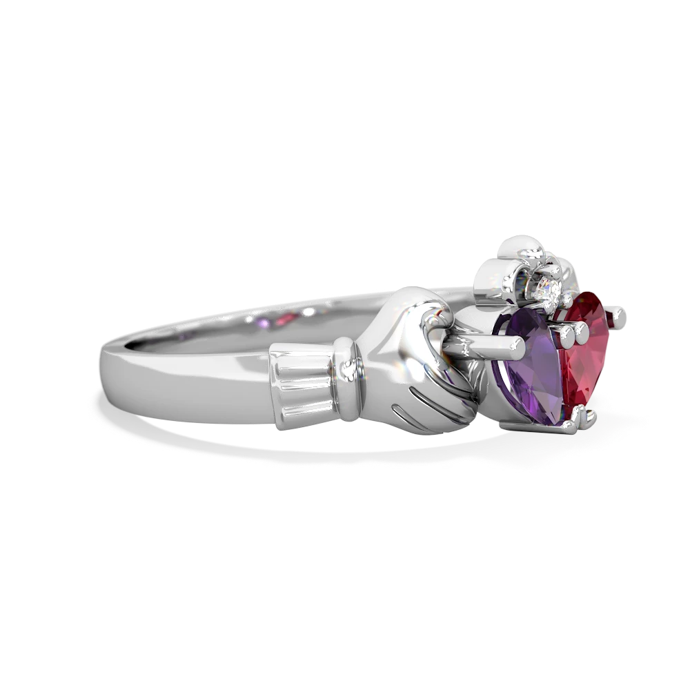 Amethyst 'Our Heart' Claddagh 14K White Gold ring R2388