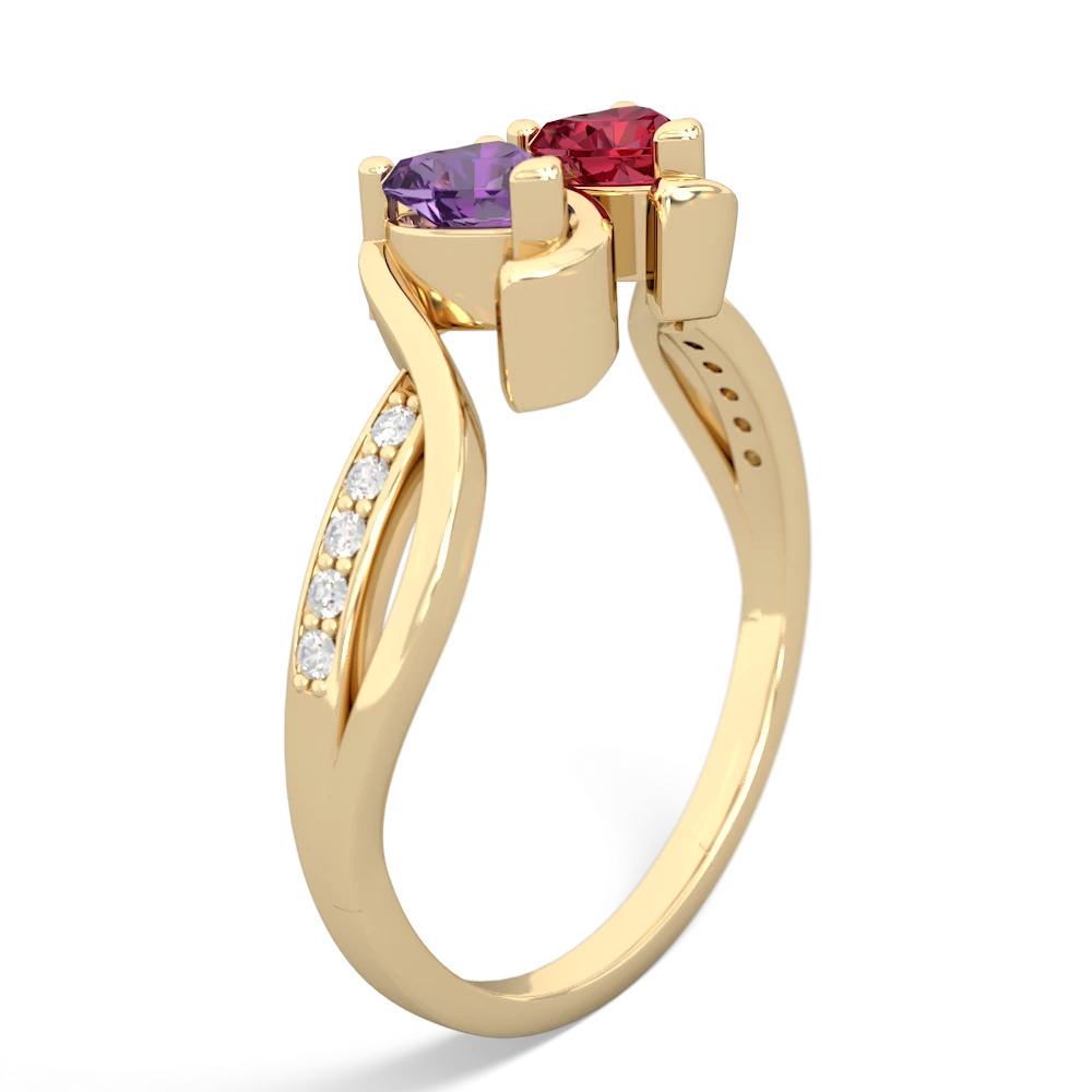 Amethyst Side By Side 14K Yellow Gold ring R3090