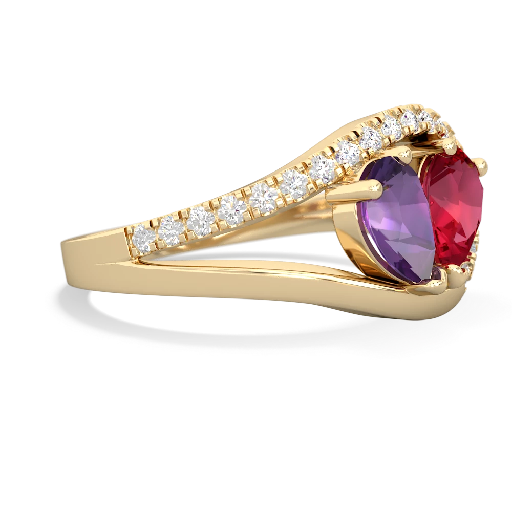 Amethyst Nestled Heart Keepsake 14K Yellow Gold ring R5650