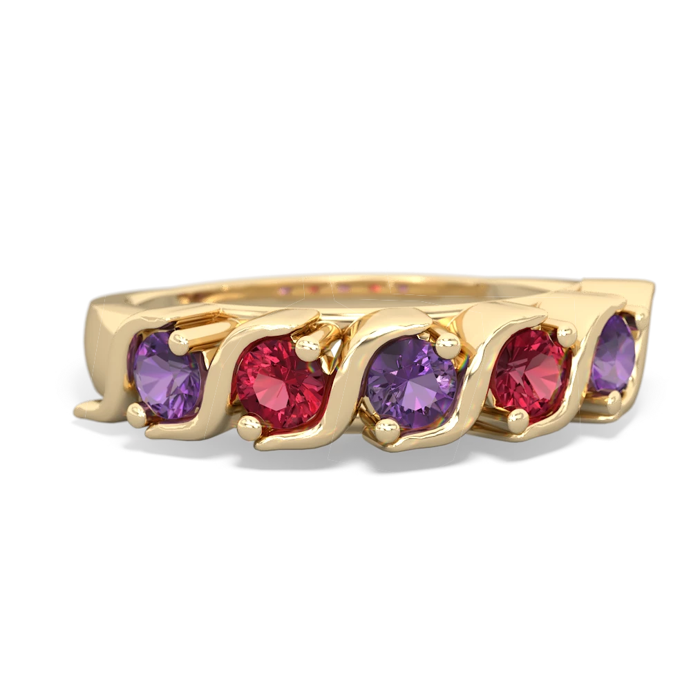 Amethyst Anniversary Band 14K Yellow Gold ring R2089