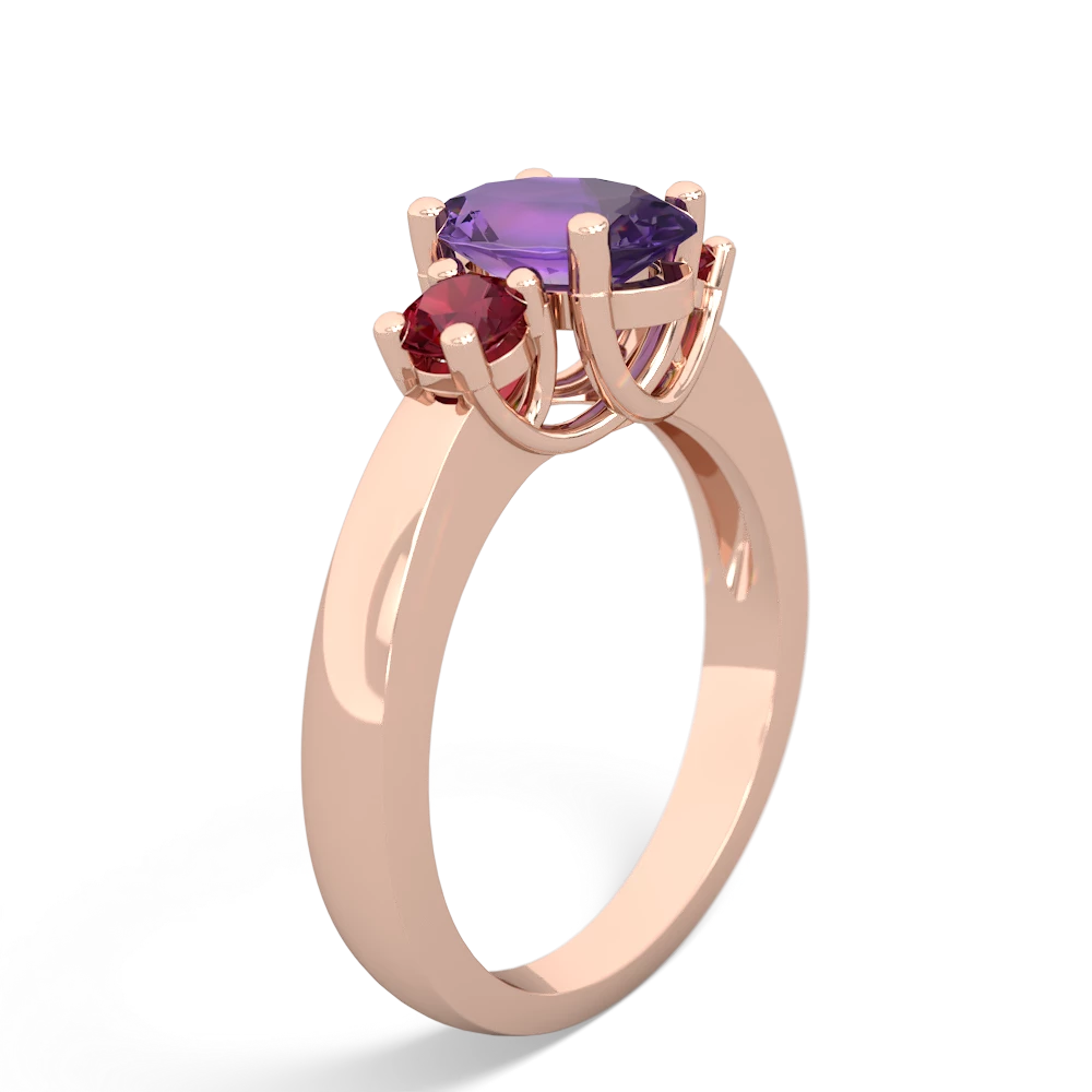 Amethyst Three Stone Oval Trellis 14K Rose Gold ring R4024