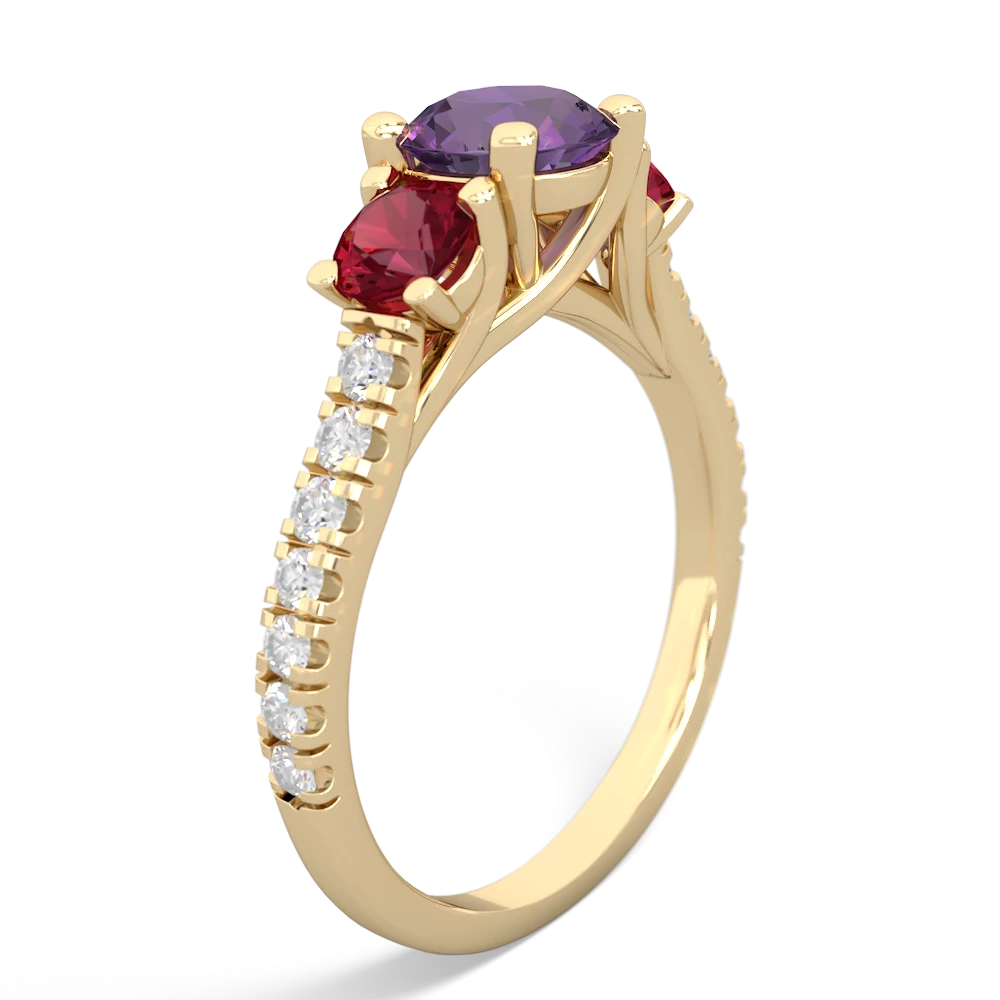 Amethyst Pave Trellis 14K Yellow Gold ring R5500