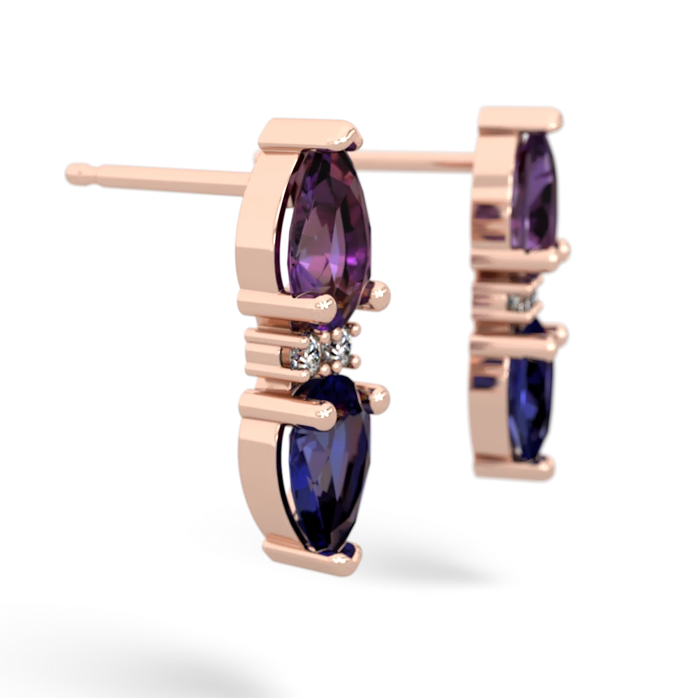 Amethyst Bowtie Drop 14K Rose Gold earrings E0865