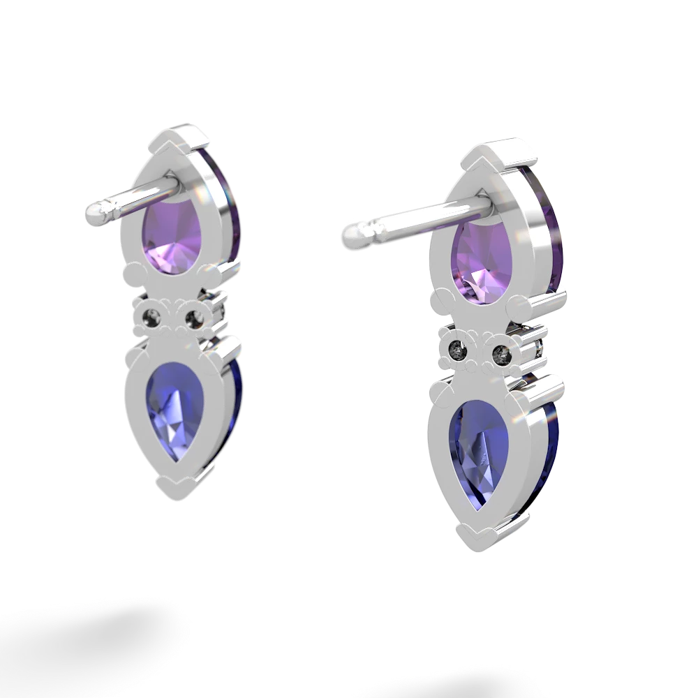 Amethyst Bowtie Drop 14K White Gold earrings E0865